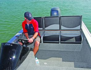 and 8 All three seats are set up ready for a crew or one up you can fold them all down apart from the skipper's seat. 